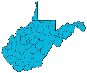 Map showing DBSA WV group meeting locations