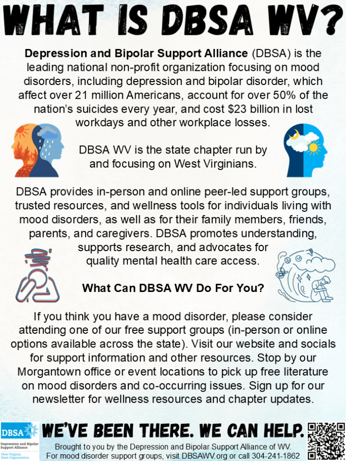 A poster by DBSA WV about DBSA WV